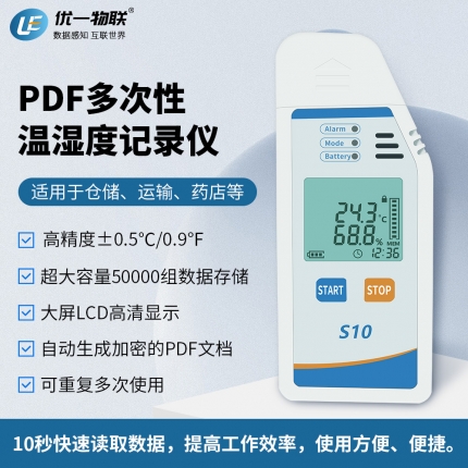 U1-S10-TH PDF多次性溫濕度記錄儀